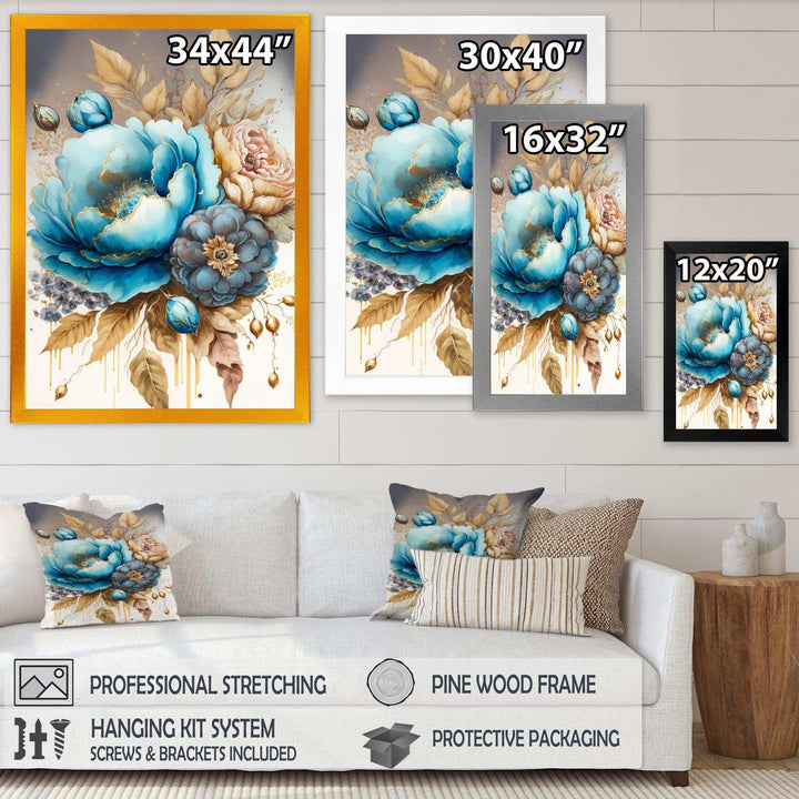 Blue And Gold Mixed Floral Bouquet I