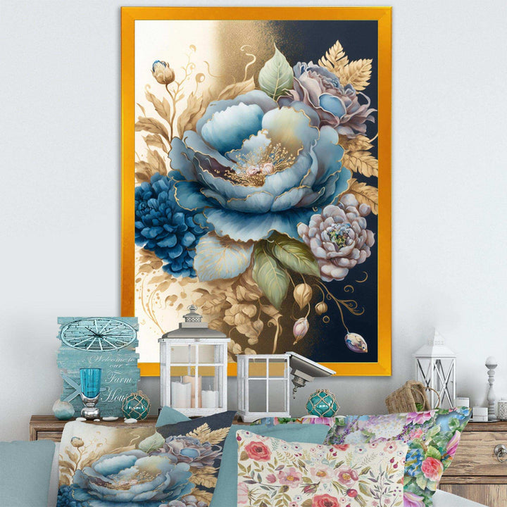 Blue And Gold Mixed Floral Bouquet III