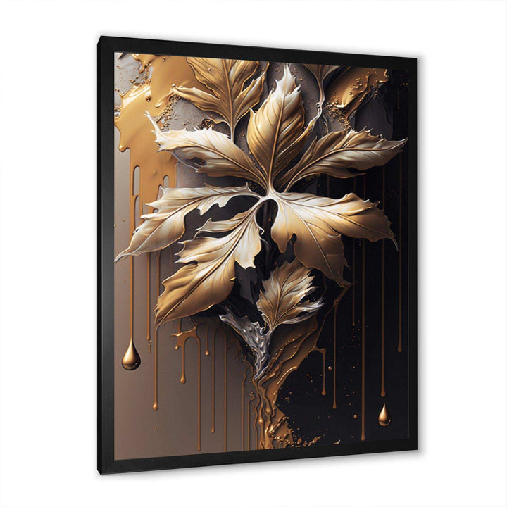 Gold Abstract Leaves I - Traditional Canvas Wall Art