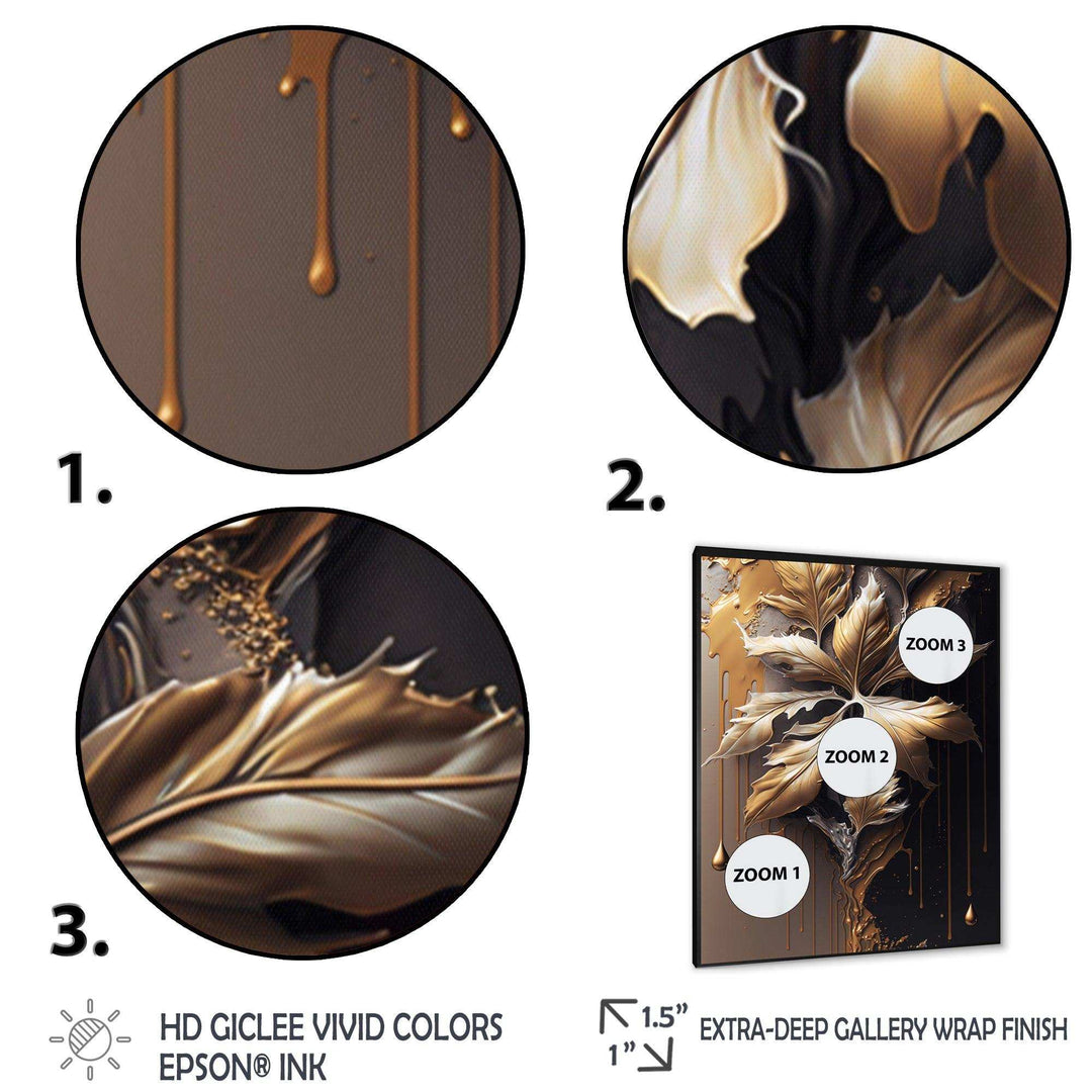 Gold Abstract Leaves I - Traditional Canvas Wall Art