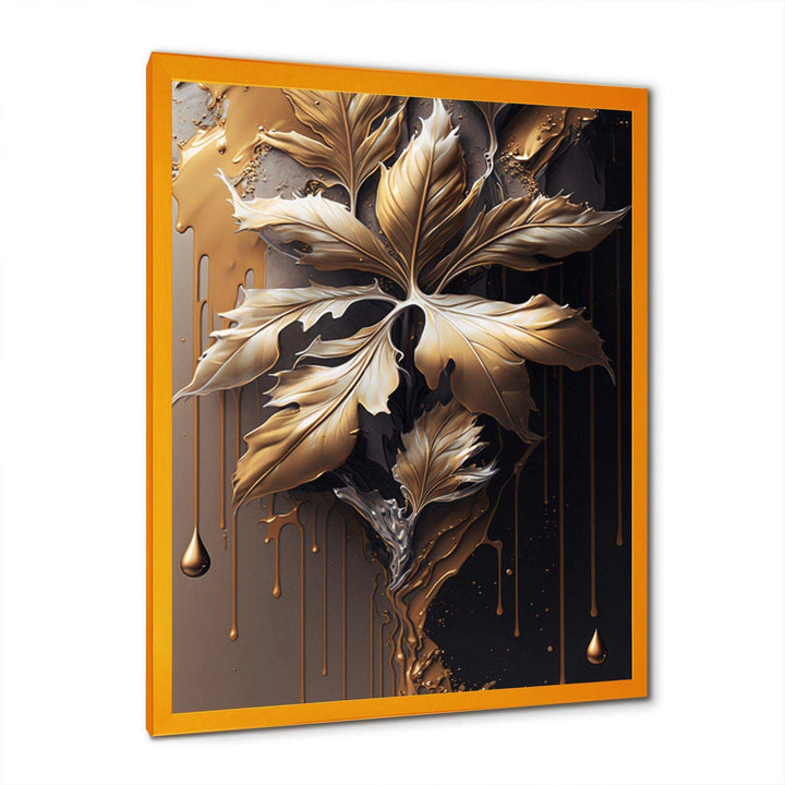 Gold Abstract Leaves I - Traditional Canvas Wall Art