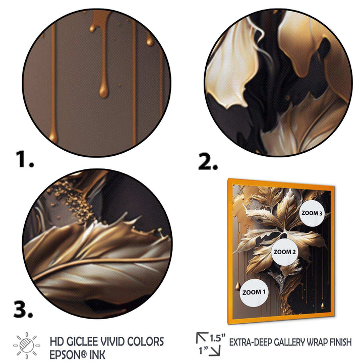 Gold Abstract Leaves I - Traditional Canvas Wall Art