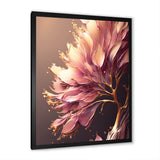 Abstract Pink And Gold Leaves IV Framed Print Vibrant Black - 1.5"Width