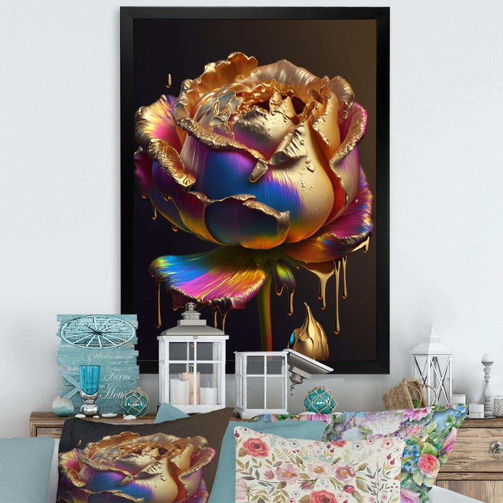 Rainbow Peony Liquid Gold Drips Hyper I