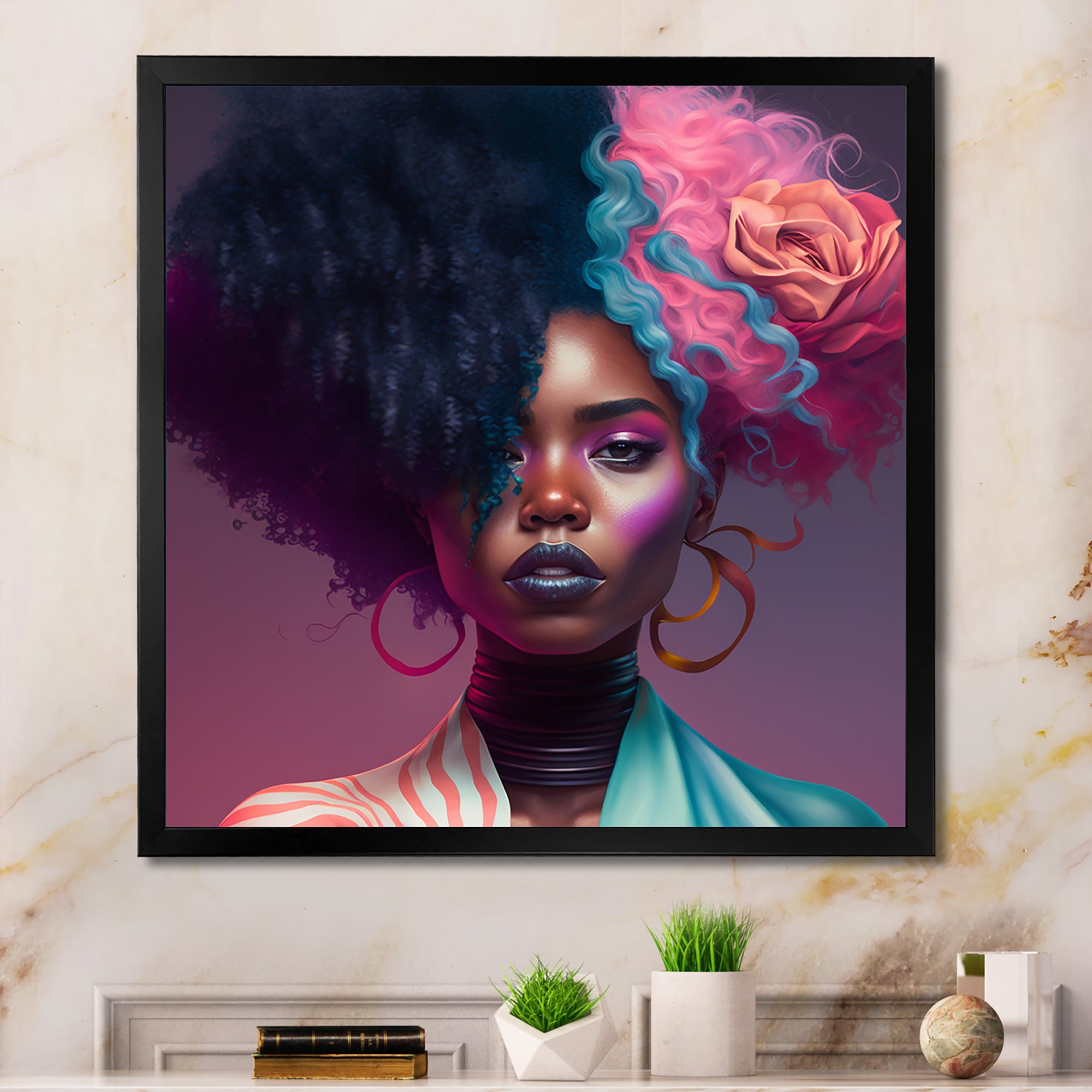 Pink And Blue African American Woman I