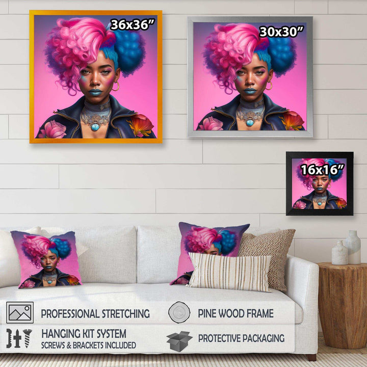 Pink And Blue African American Woman III