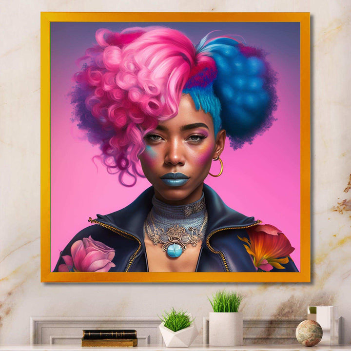 Pink And Blue African American Woman III