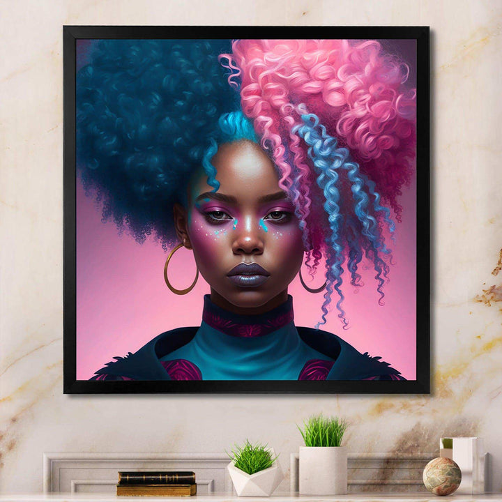 Hip Hop Girl With Pink And Blue Hair III