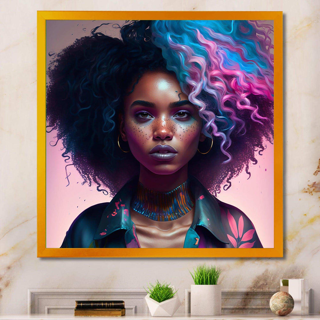 Fashion Hip Hop Girl In Pink And Blue III