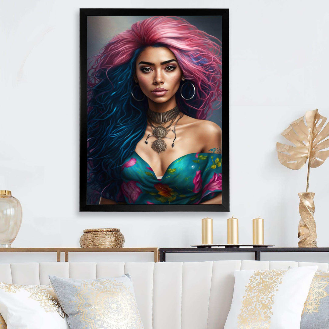 Fashion Indian Woman In Pink And Blue II