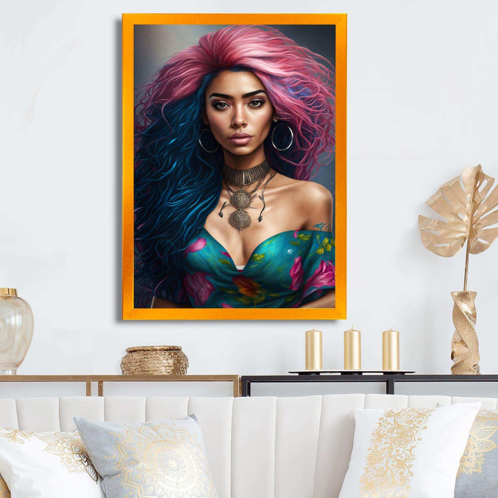 Fashion Indian Woman In Pink And Blue II