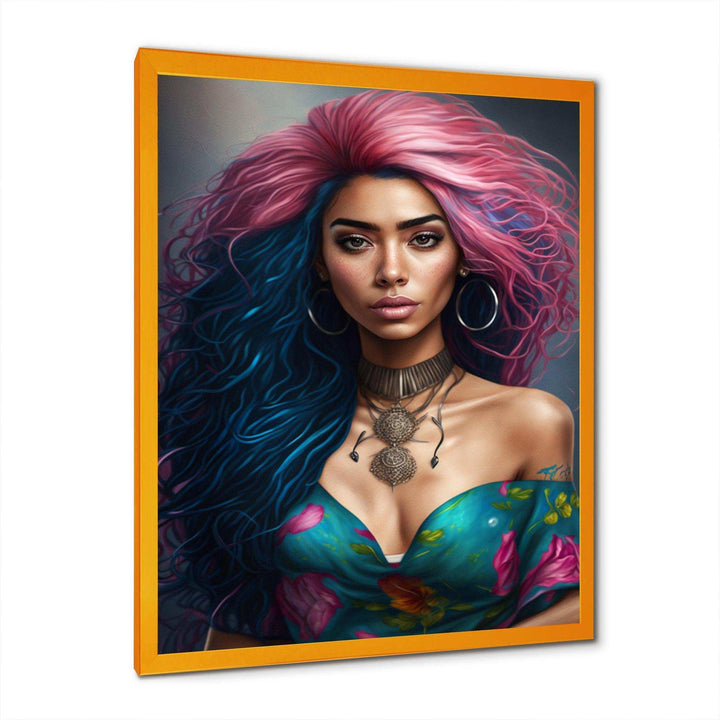 Fashion Indian Woman In Pink And Blue II
