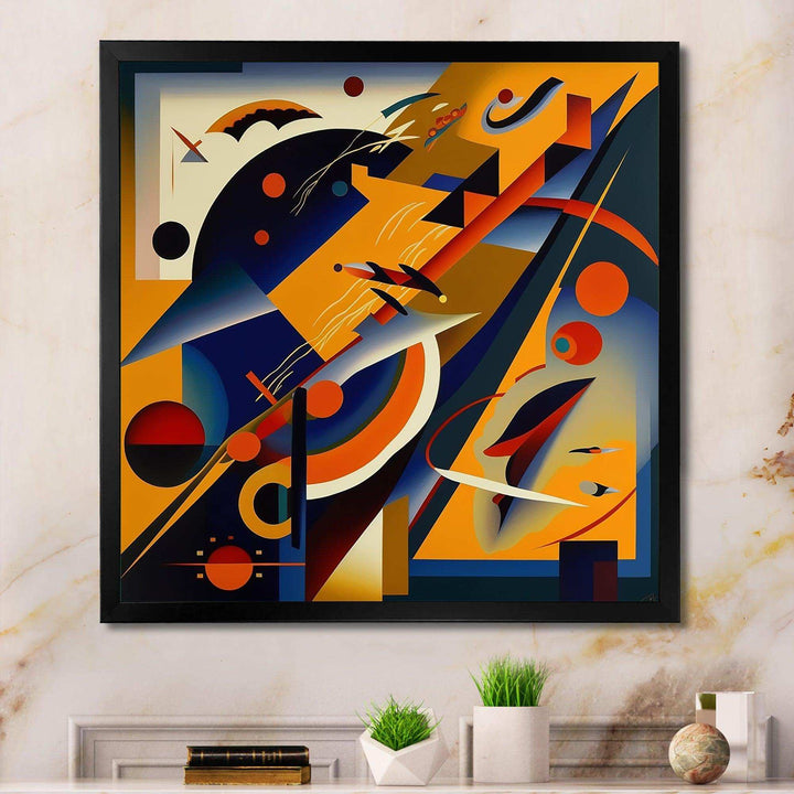 Multicolor Geometric Orange Shapes IV - Modern Living Room Wall Decor