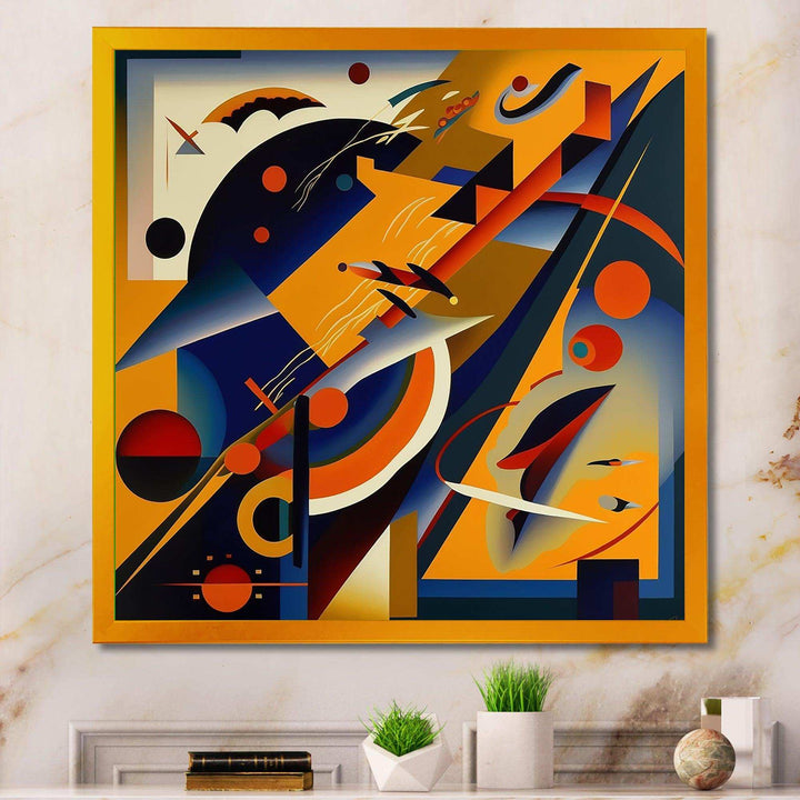 Multicolor Geometric Orange Shapes IV - Modern Living Room Wall Decor