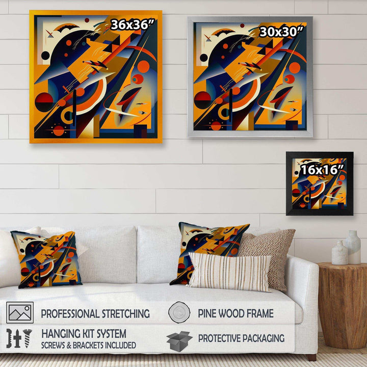 Multicolor Geometric Orange Shapes IV - Modern Living Room Wall Decor