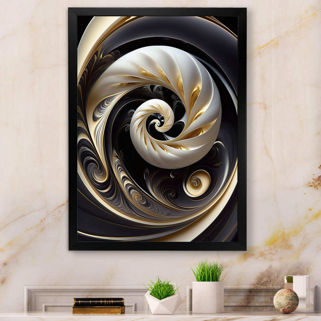 Gold Black And White Stained Glass V - Modern Bedroom Wall Art