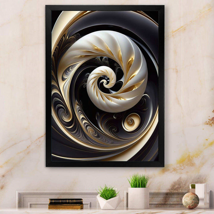 Gold Black And White Stained Glass V - Modern Bedroom Wall Art