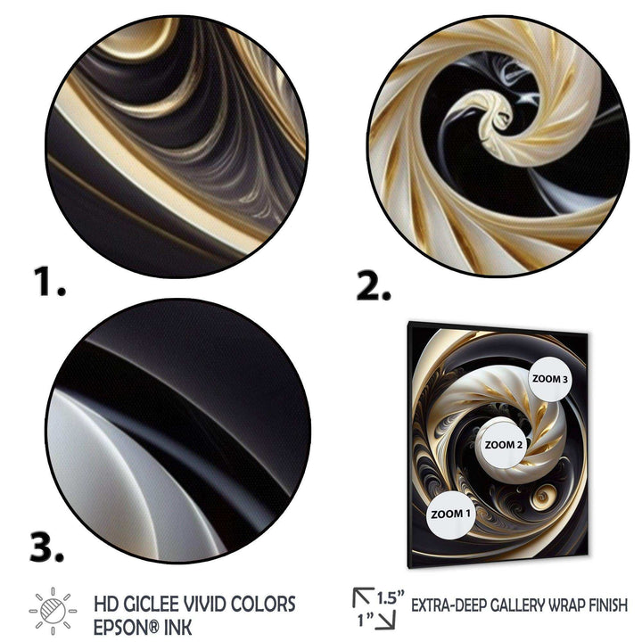 Gold Black And White Stained Glass V - Modern Bedroom Wall Art