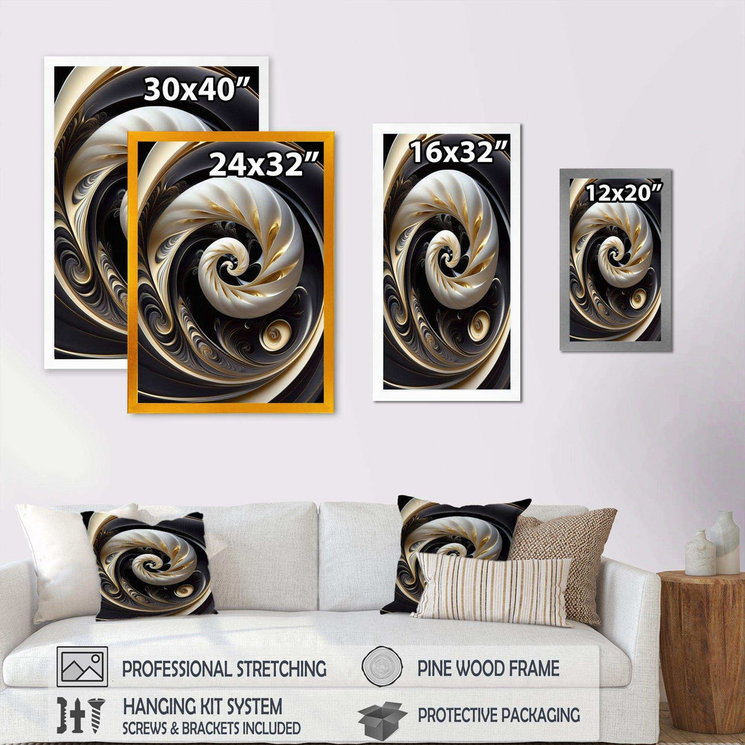Gold Black And White Stained Glass V - Modern Bedroom Wall Art