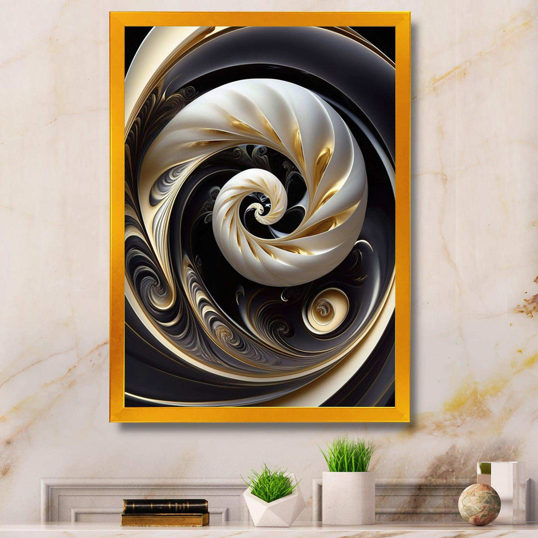 Gold Black And White Stained Glass V - Modern Bedroom Wall Art