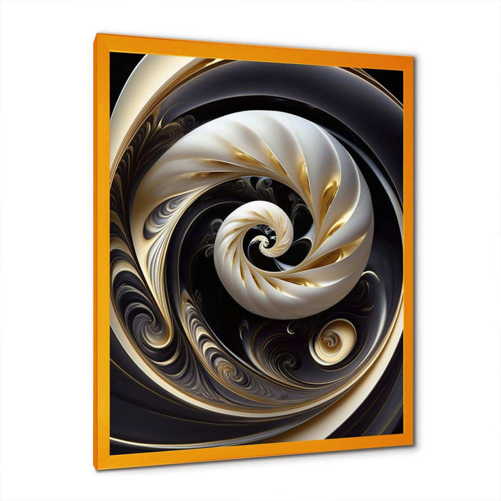 Gold Black And White Stained Glass V - Modern Bedroom Wall Art