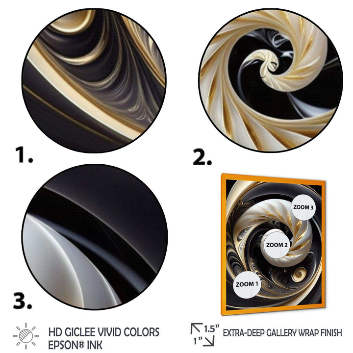 Gold Black And White Stained Glass V - Modern Bedroom Wall Art