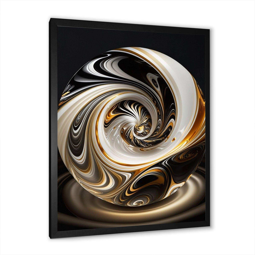 Gold And Black Stained Glass Spiral II - Modern Bedroom Wall Art