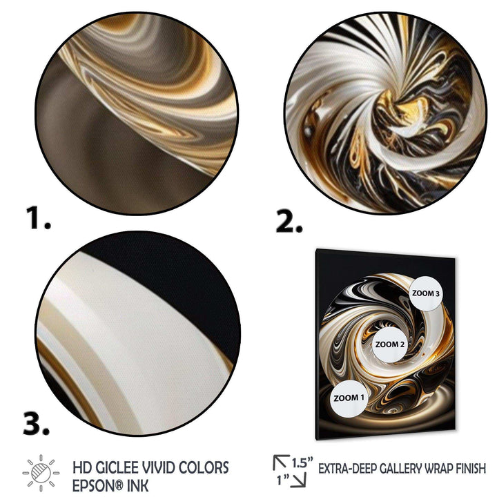 Gold And Black Stained Glass Spiral II - Modern Bedroom Wall Art