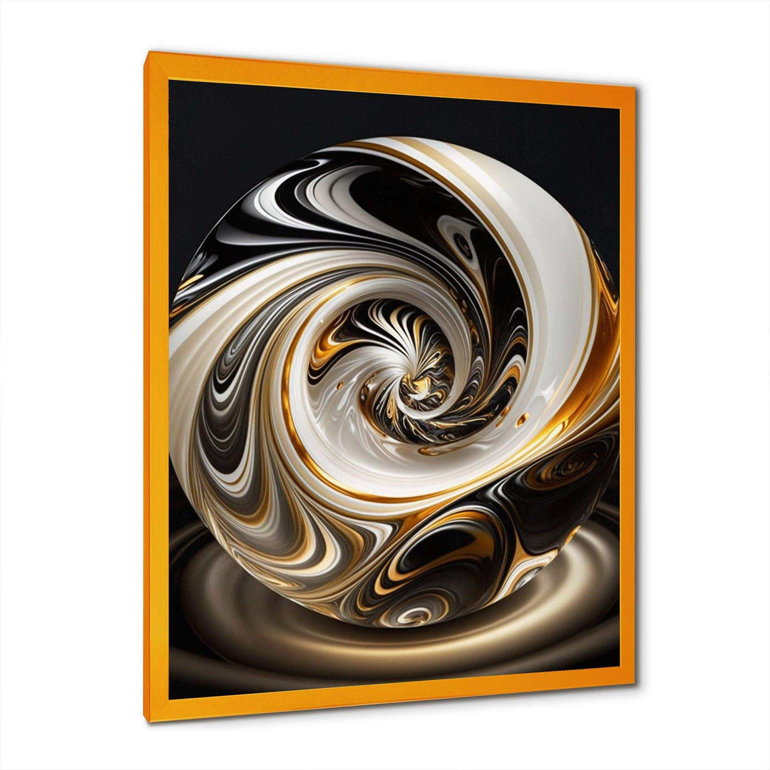 Gold And Black Stained Glass Spiral II - Modern Bedroom Wall Art