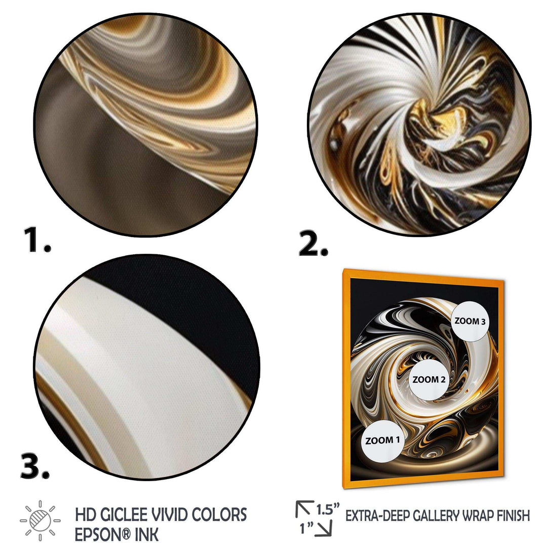 Gold And Black Stained Glass Spiral II - Modern Bedroom Wall Art