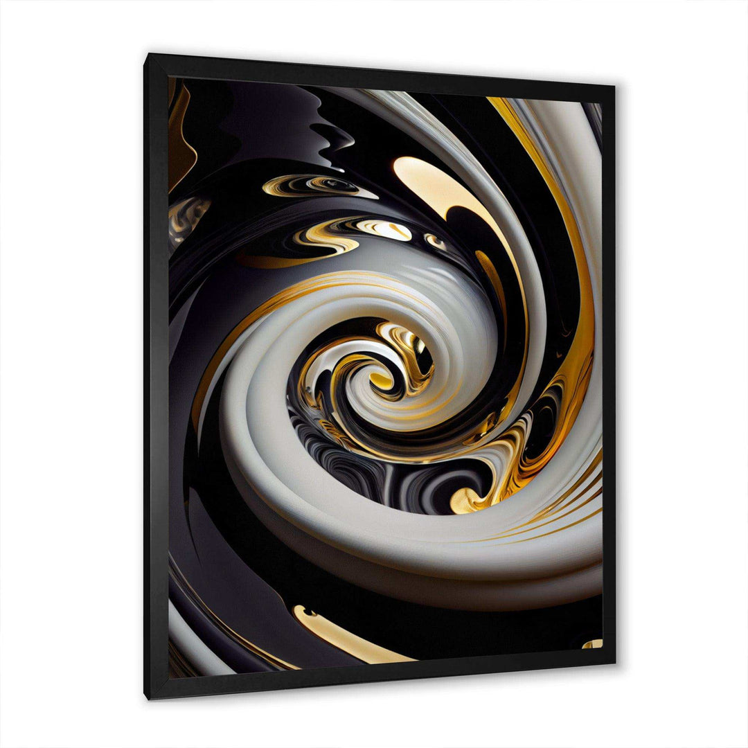 Gold And Black Stained Glass Spiral III - Modern Wall Art Prints