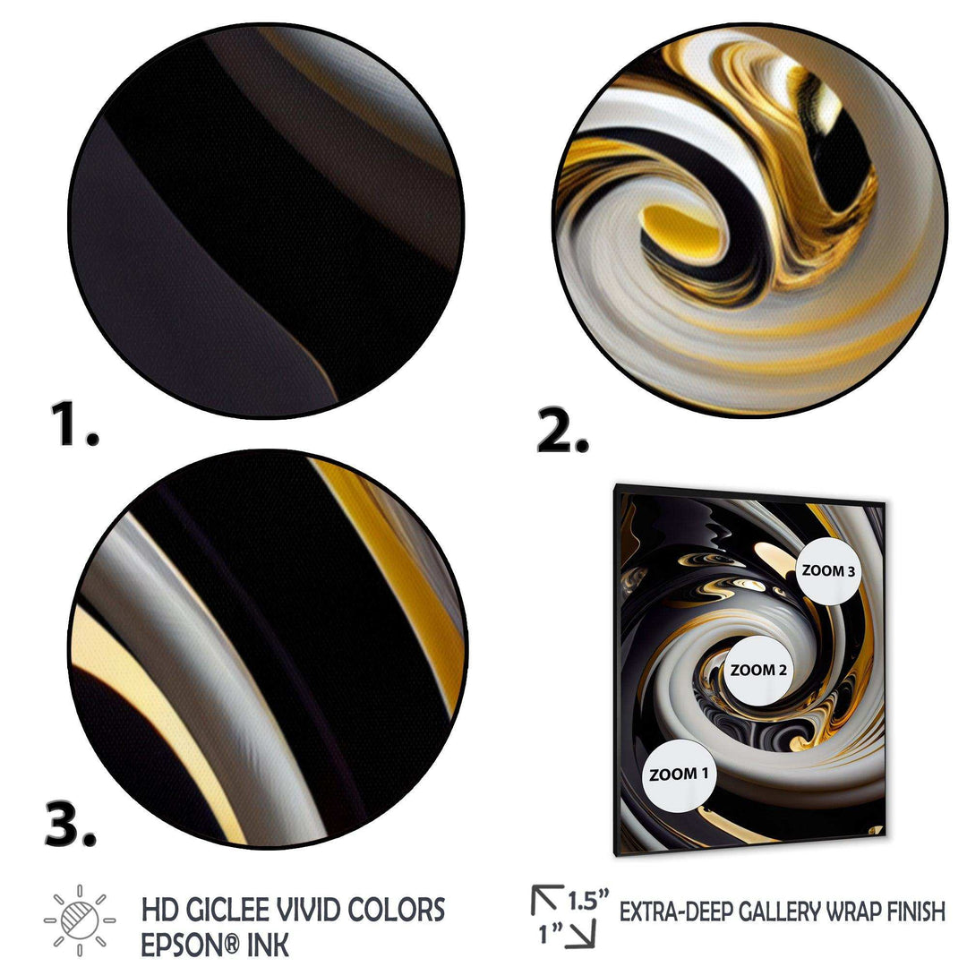 Gold And Black Stained Glass Spiral III - Modern Wall Art Prints