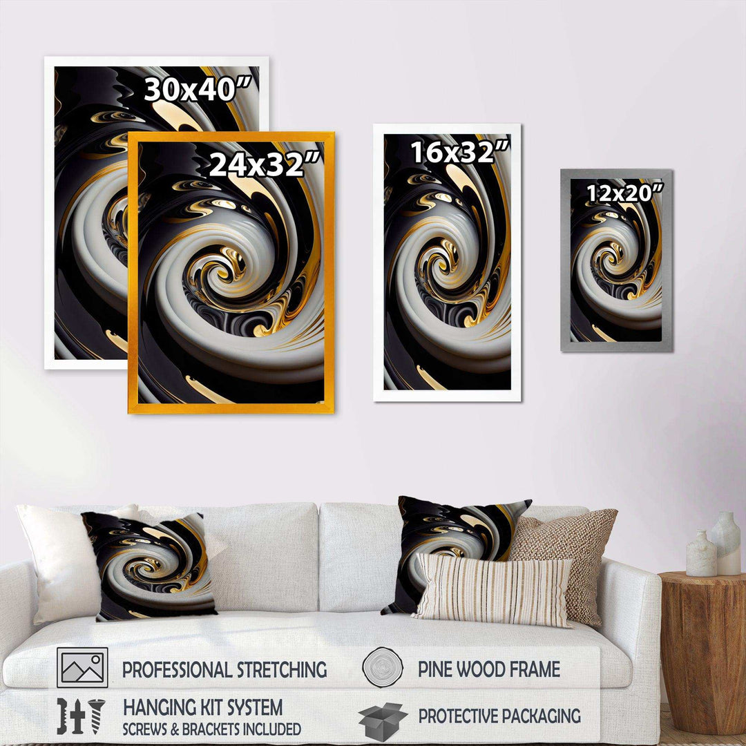 Gold And Black Stained Glass Spiral III - Modern Wall Art Prints