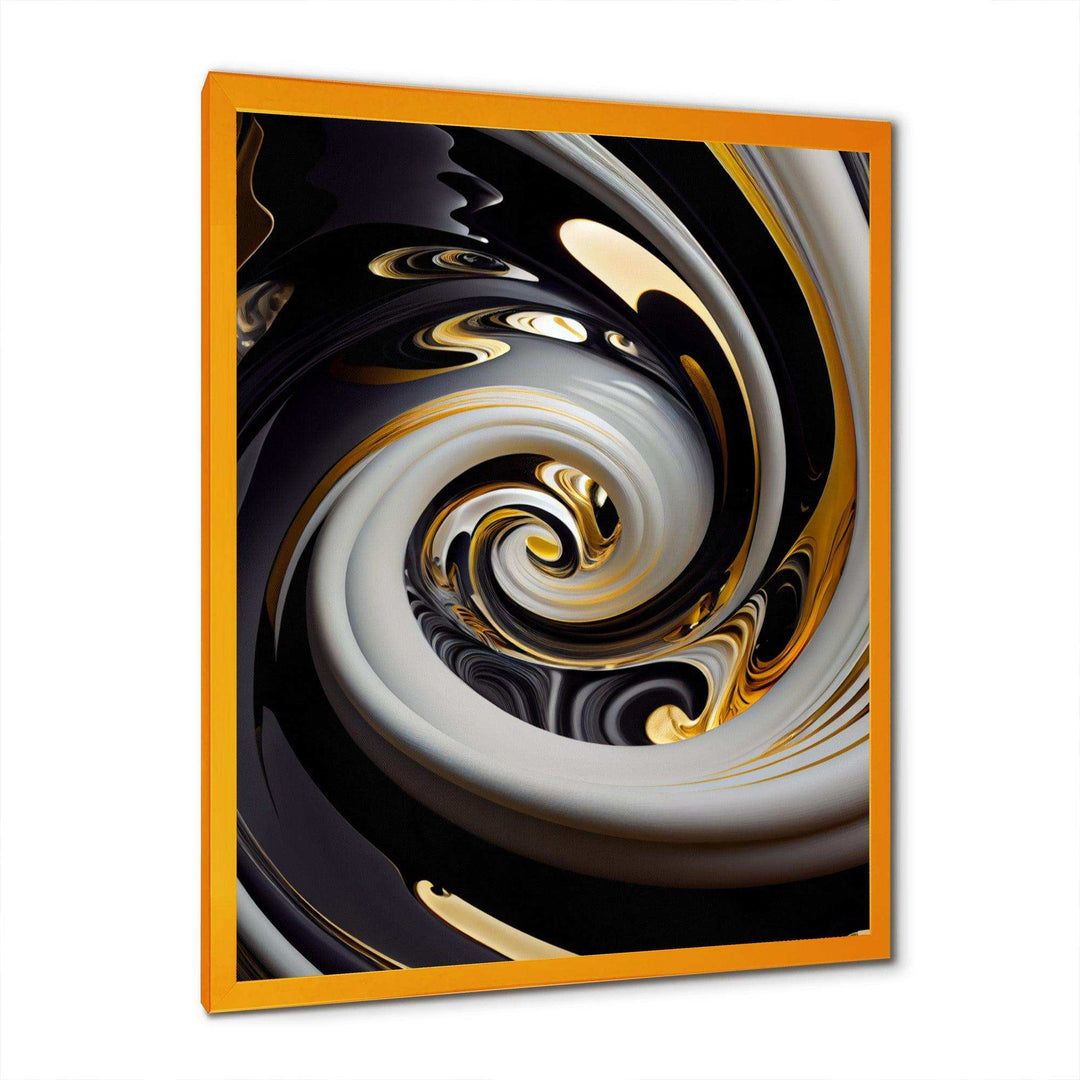 Gold And Black Stained Glass Spiral III - Modern Wall Art Prints