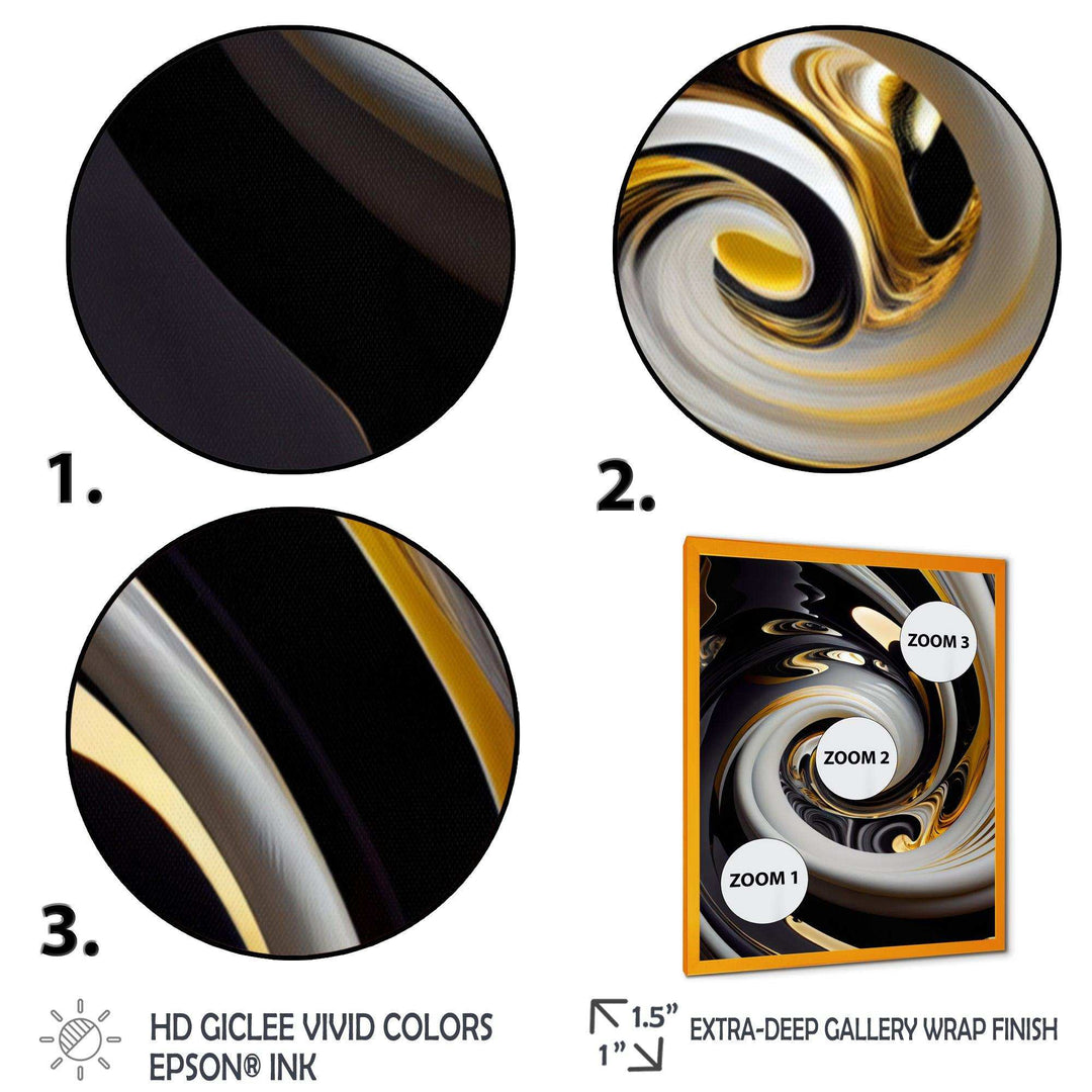 Gold And Black Stained Glass Spiral III - Modern Wall Art Prints