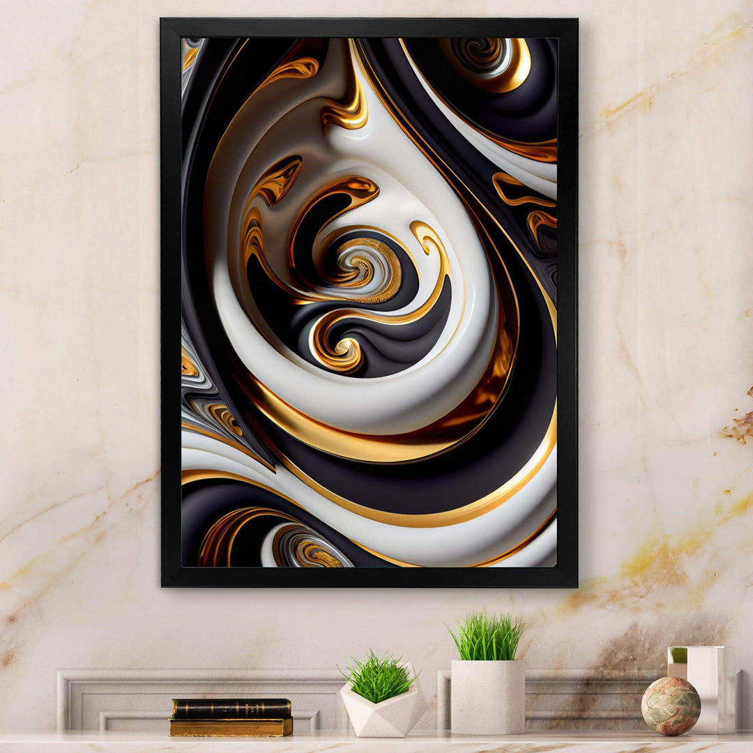 Gold And Black Stained Glass Spiral IV - Modern Canvas Wall Art