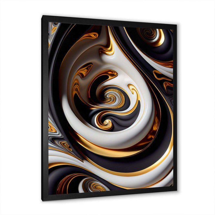 Gold And Black Stained Glass Spiral IV - Modern Canvas Wall Art