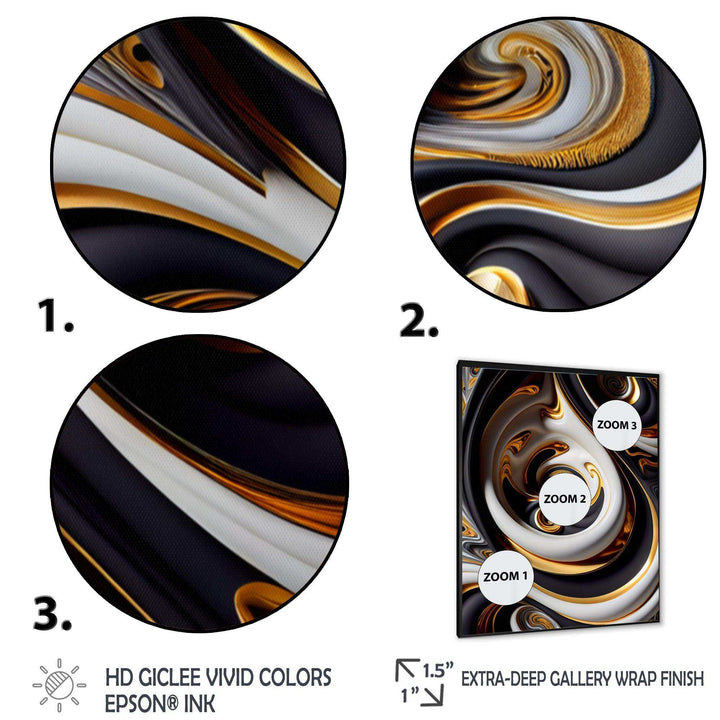 Gold And Black Stained Glass Spiral IV - Modern Canvas Wall Art