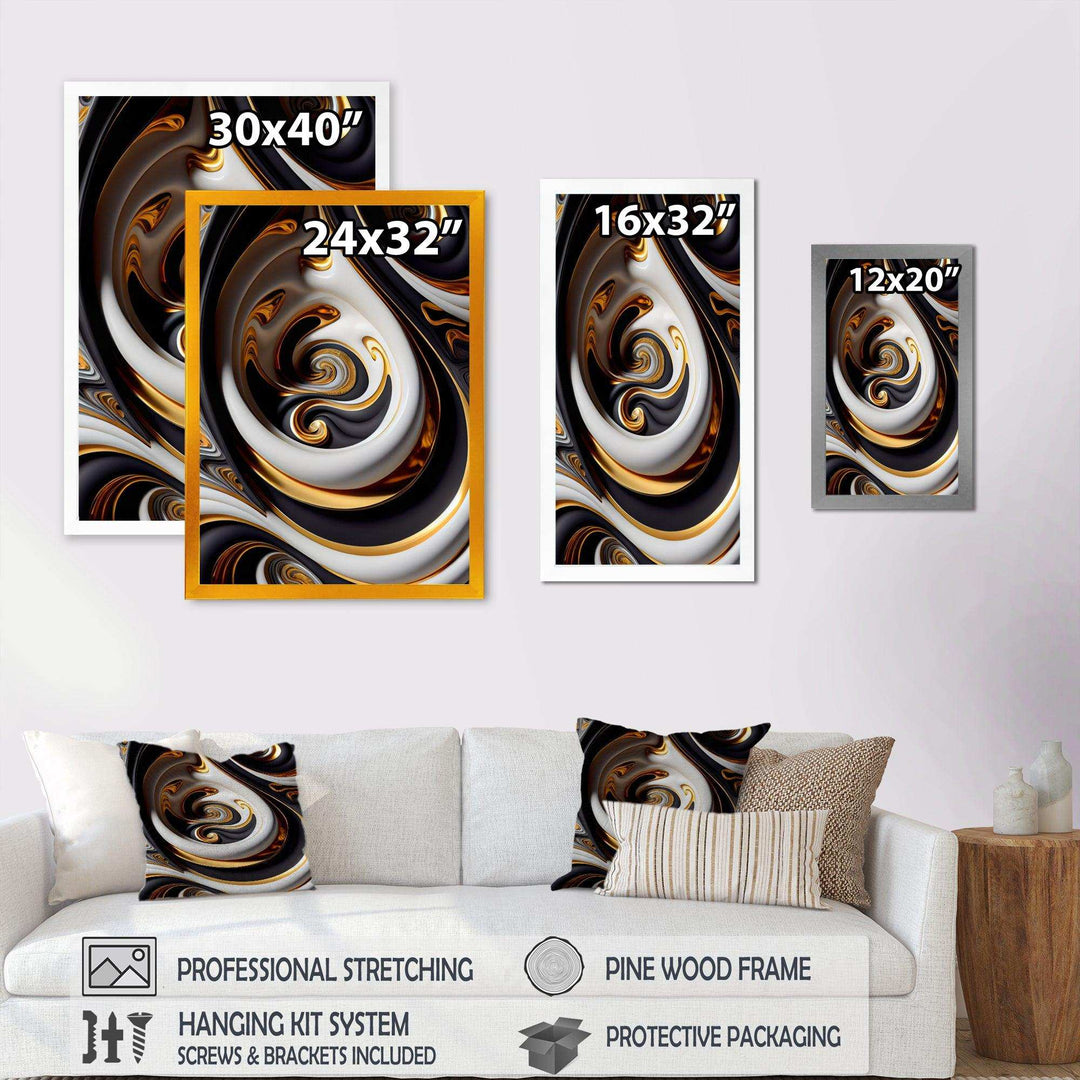 Gold And Black Stained Glass Spiral IV - Modern Canvas Wall Art