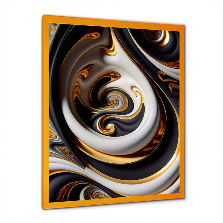 Gold And Black Stained Glass Spiral IV - Modern Canvas Wall Art