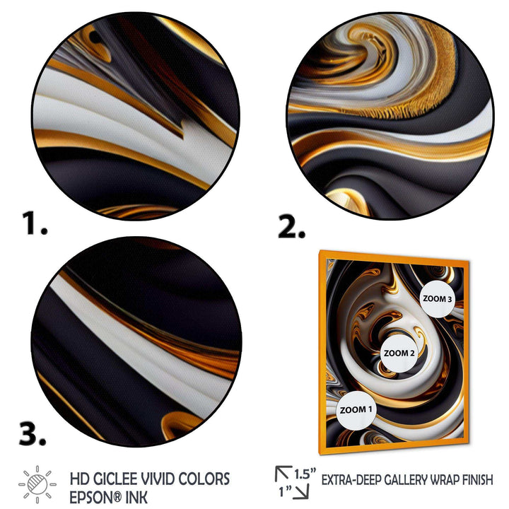 Gold And Black Stained Glass Spiral IV - Modern Canvas Wall Art