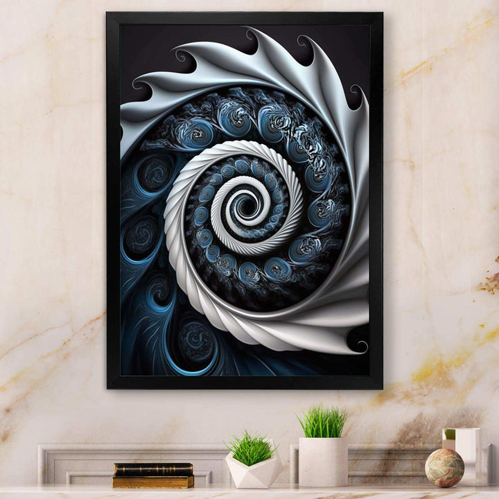 Blue And White Stained Liquid Glass II - Modern Canvas Wall Art