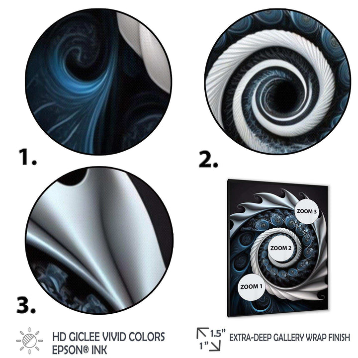 Blue And White Stained Liquid Glass II - Modern Canvas Wall Art