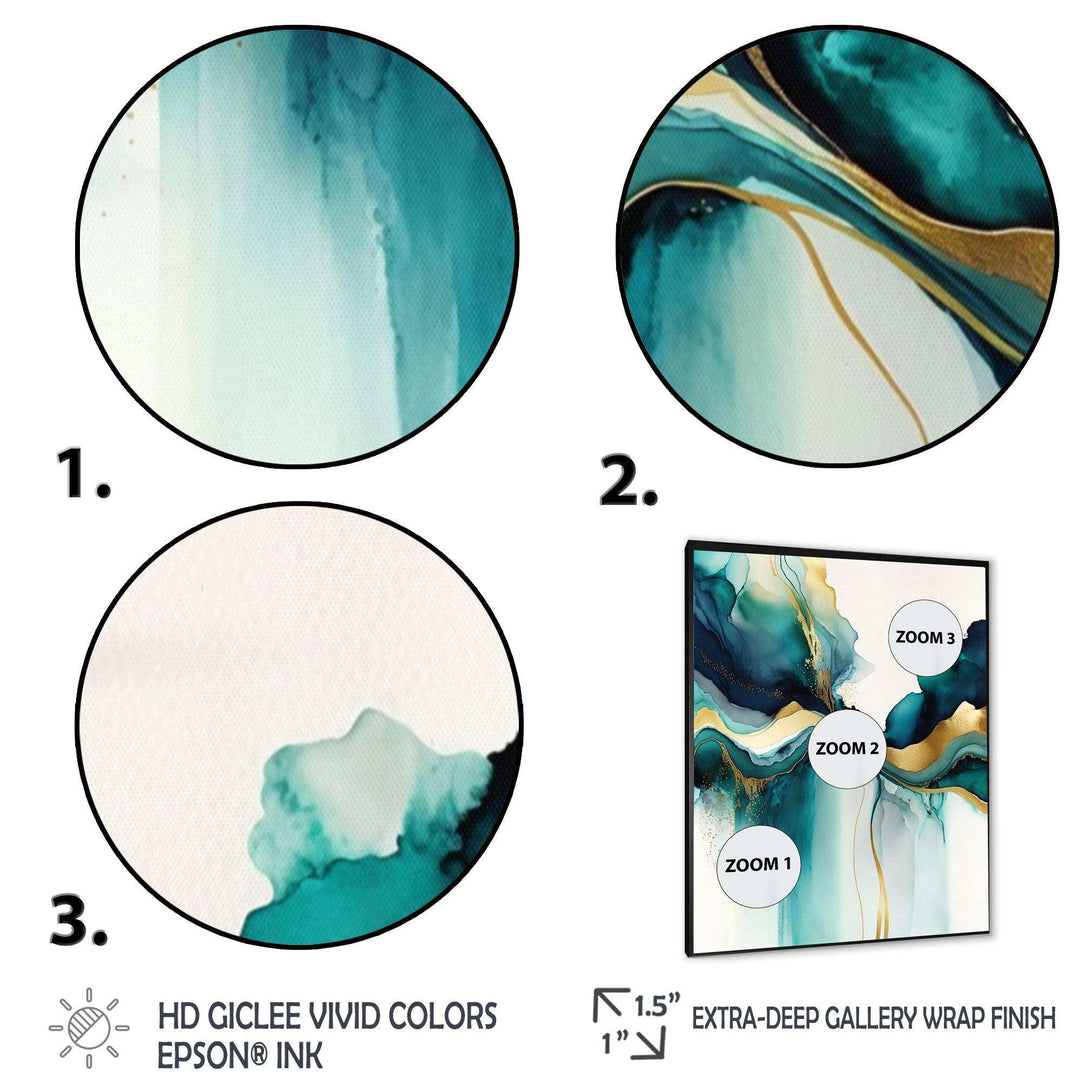 Teal And Gold Abstract Expression I - Modern Living Room Wall Decor
