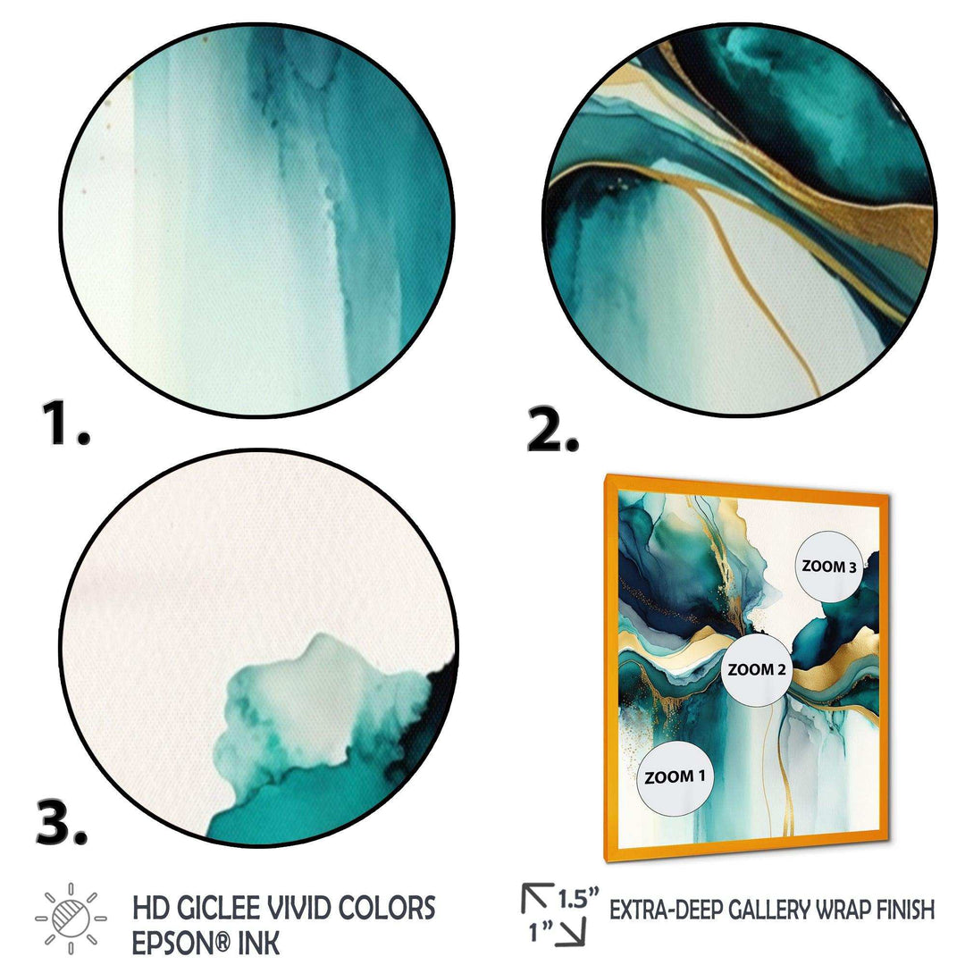 Teal And Gold Abstract Expression I - Modern Living Room Wall Decor