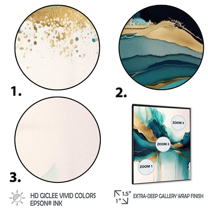 Teal And Gold Abstract Expression II - Modern Bedroom Wall Art