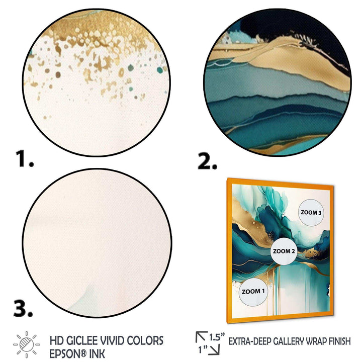 Teal And Gold Abstract Expression II - Modern Bedroom Wall Art