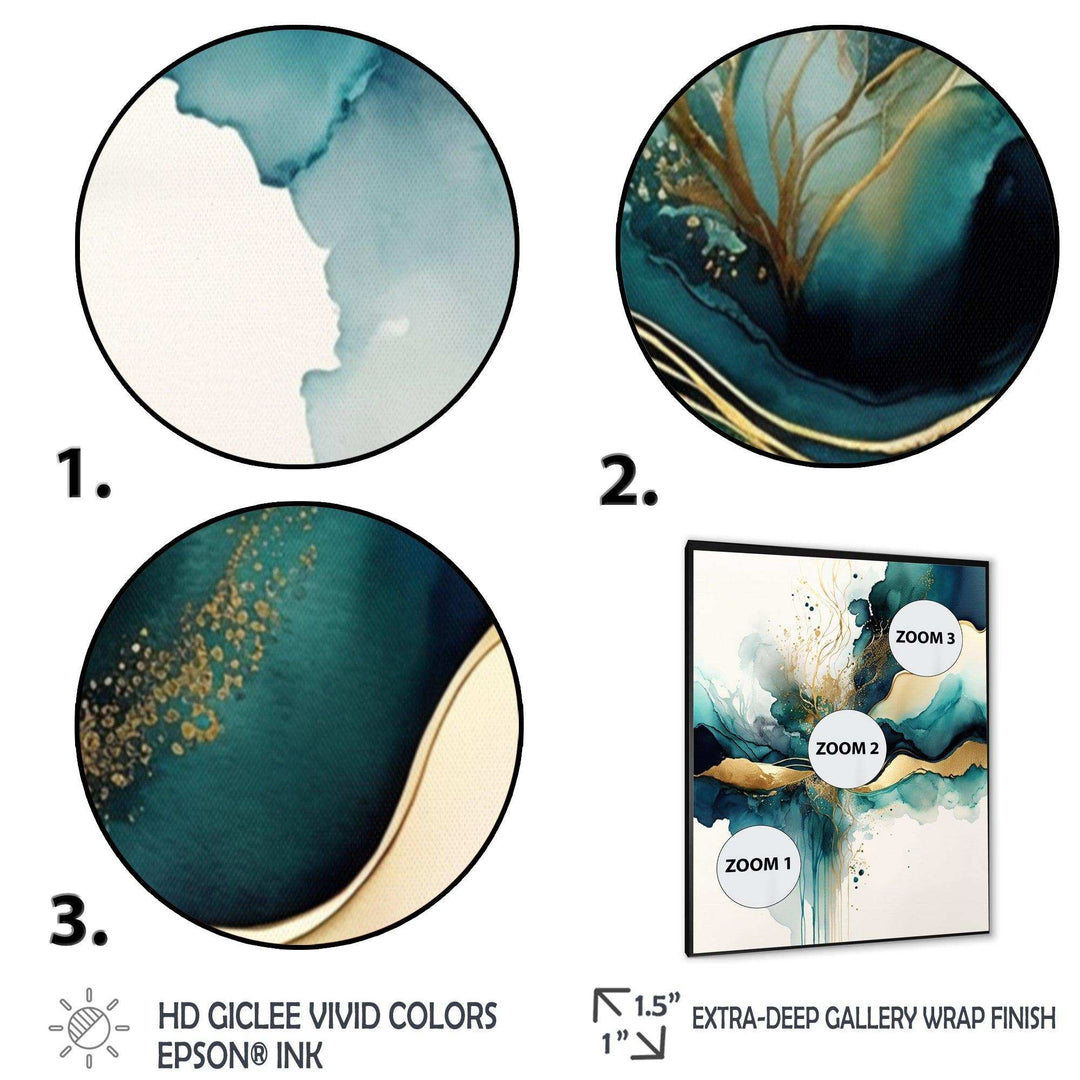 Teal And Gold Abstract Expression III - Modern Wall Art Prints