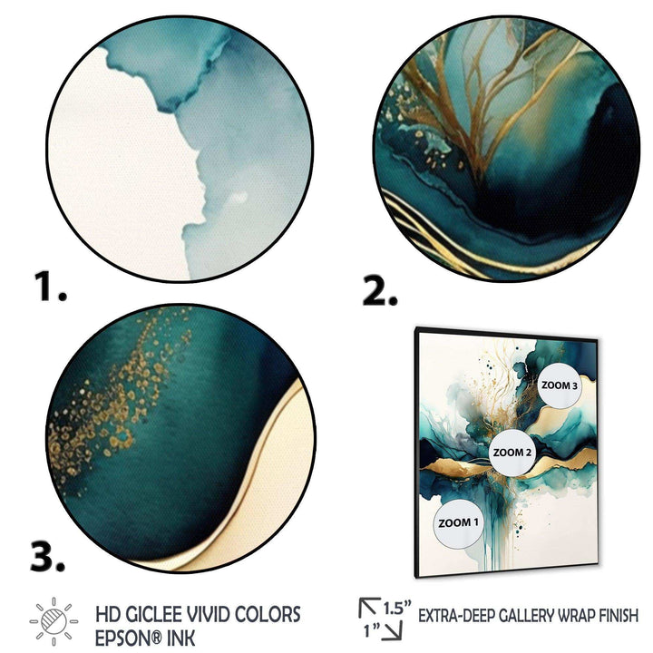 Teal And Gold Abstract Expression III - Modern Wall Art Prints