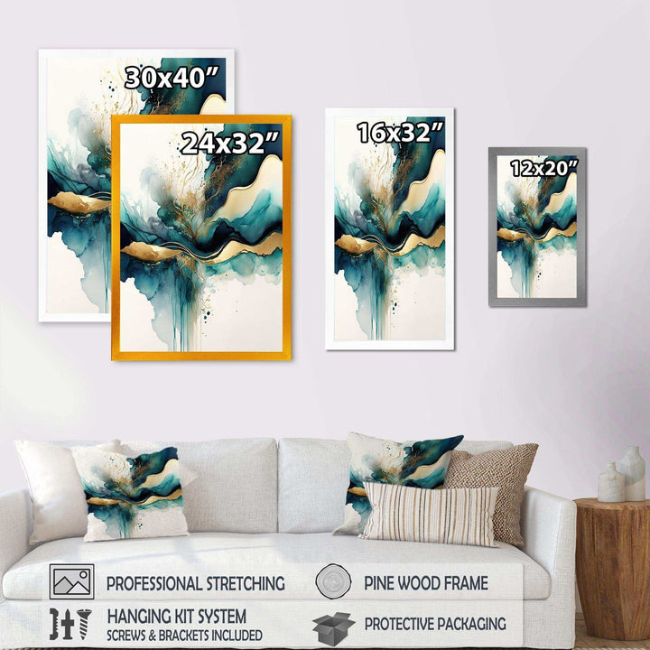 Teal And Gold Abstract Expression III - Modern Wall Art Prints